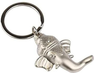FOXR Metal Lord Ganesha Head Keychain (Silver) Key Chain