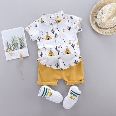 Vibe Trends Baby Boys & Baby Girls Party(Festive) Shirt Shorts(Yellow)