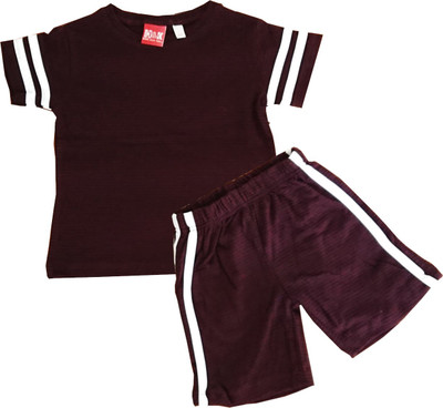 New Lides Zone Boys Casual T-shirt Shorts(Maroon)