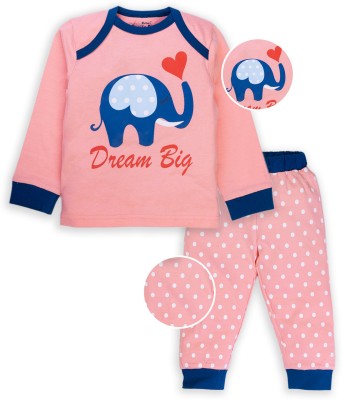 Sweety Pie Gold By Kothari Kids Nightwear Baby Girls Printed Cotton Blend(Pink Pack of 1)