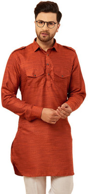 ARMAAN ETHNIC Men Self Design Pathani Kurta(Red)