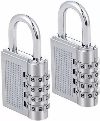 KARTCITY Combination 4 Digit Number Travel Luggage Password Lock For Home Office Padlock(Silver)