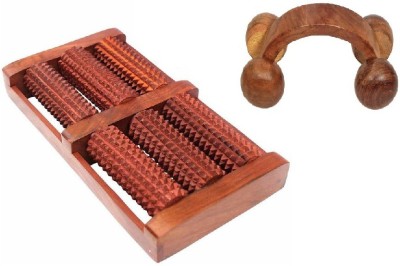 Geetastik GA-6R combo Sheesam Wood Foot Massager 6 Roller and 4 Wheel Bow shaped Roller Massager(Brown)