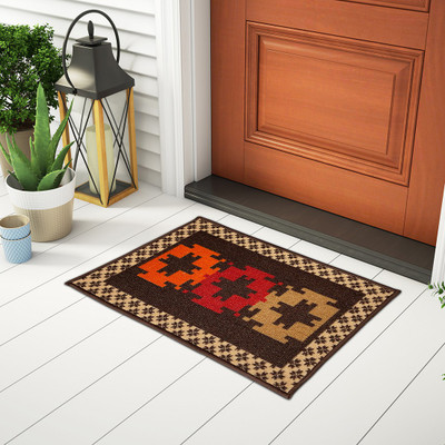 SPACES Nylon Door Mat(DARK BROWN, Small)