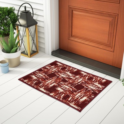 SPACES Nylon Door Mat(DARK RED, Small)