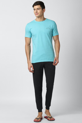 PETER ENGLAND Men Solid Blue Top & Pyjama Set