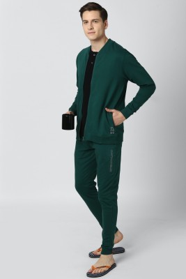 PETER ENGLAND Men Solid Green Night Suit Set