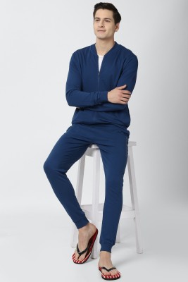 PETER ENGLAND Men Solid Blue Top & Pyjama Set