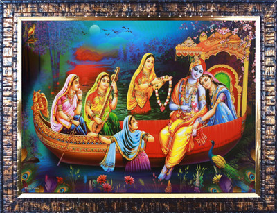 Darsh Craft Radha Krishna Ji PPB627 Digital Reprint 12 inch x 9 inch Painting(With Frame)