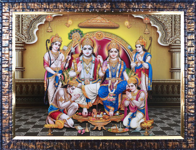 Darsh Craft Lord Ram Darbar PPB572 Digital Reprint 9 inch x 12 inch Painting(With Frame)