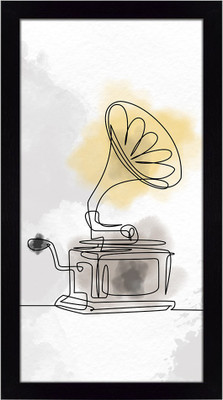 Ritwika's Abstract Wall Art Of 90s Nostalgic Gramophone Record Frame for Home & Office Digital Reprint 13.5 inch x 7.5 inch Painting(With Frame)