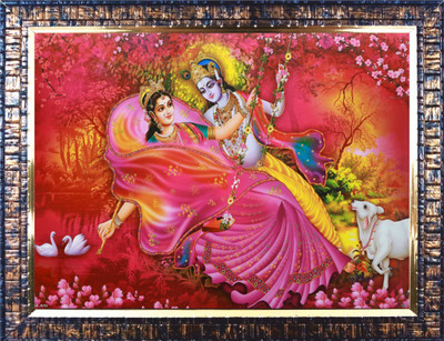 Darsh Craft Radha Krishna Ji PPB626 Digital Reprint 12 inch x 9 inch Painting(With Frame)
