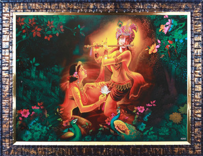 Darsh Craft Radha Krishna Ji PPB628 Digital Reprint 12 inch x 9 inch Painting(With Frame)