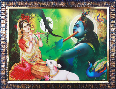 Darsh Craft Radha Krishna Ji PPB618 Digital Reprint 12 inch x 9 inch Painting(With Frame)