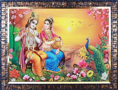 Darsh Craft Radha Krishna Ji PPB621 Digital Reprint 12 inch x 9 inch Painting(With Frame)