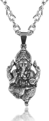 Stylewell Silver Hindu Good Luck God Shri Lord Ganesha/Ganpati Maharaj Locket Pendant Silver Stainless Steel Pendant