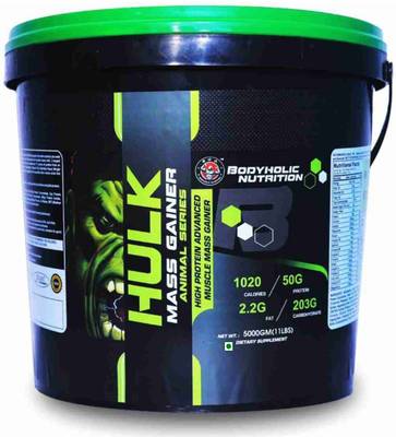 bodyholic Nutrition Hulk Mass Gainer & Hulk Muscle Mass Gainer (11lbs, 5kg, Mango Flavor) Weight Gainers/Mass Gainers