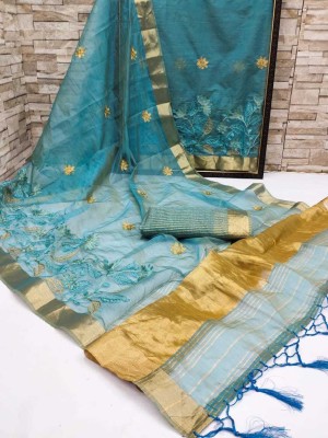 Divastri Self Design Bollywood Organza Saree(Light Blue)