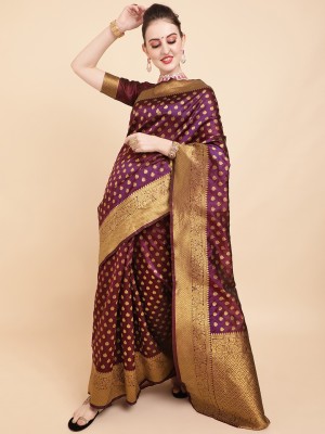 Sangria Woven Banarasi Silk Blend Saree(Magenta)