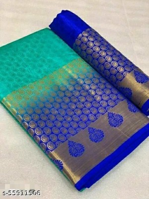 Morpich Fashion Woven Banarasi Silk Blend Saree(Light Green)