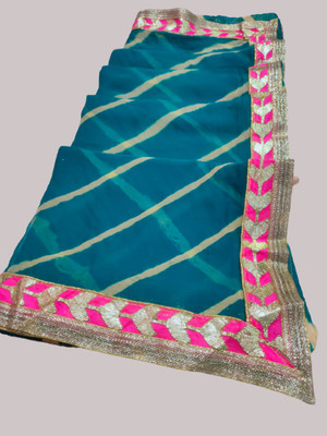 VL SAREES Self Design Leheria Chiffon Saree(Dark Green)
