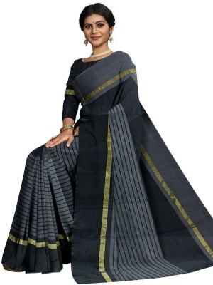 Suntex Printed Daily Wear Cotton Silk Saree(Black)