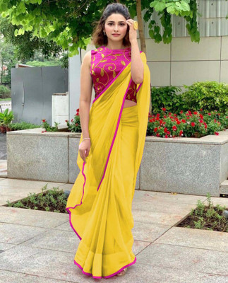 Sareez House Self Design Daily Wear Georgette Saree(Yellow)