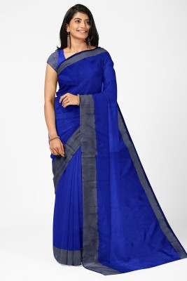 Saadhvi Self Design Daily Wear Cotton Silk Saree(Dark Blue)