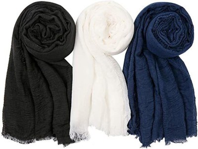 Icw Self Design Cotton Blend Women Fancy Scarf, Scarf, Stole