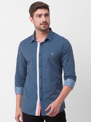 Spykar Men Striped Casual Blue Shirt