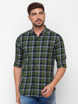 Spykar Men Checkered Casual Green Shirt