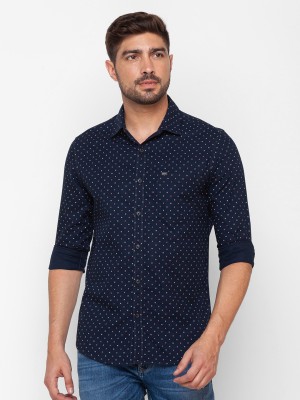 Spykar Men Printed Casual Blue Shirt