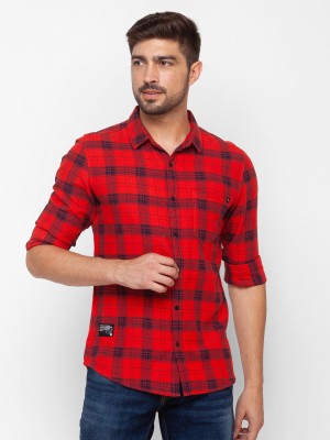 Spykar Men Checkered Casual Red Shirt