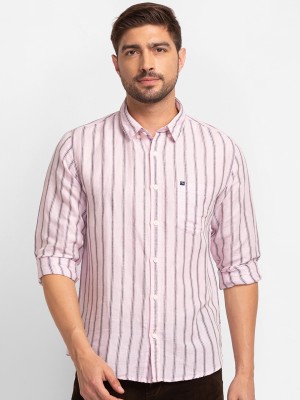 Spykar Men Striped Casual Pink Shirt