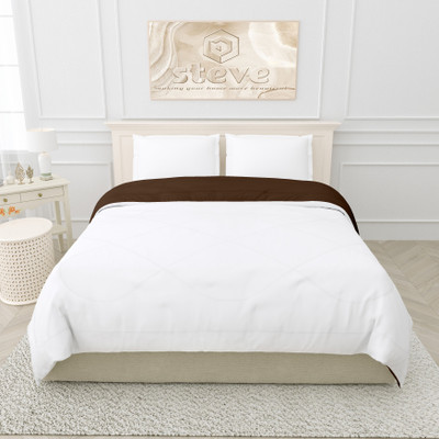 STEVE Solid Single Comforter for  Mild Winter(Microfiber, Brown, White)