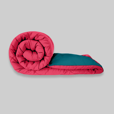 KORBIN Solid Single Comforter for  Mild Winter(Microfiber, PINK-CYAN)
