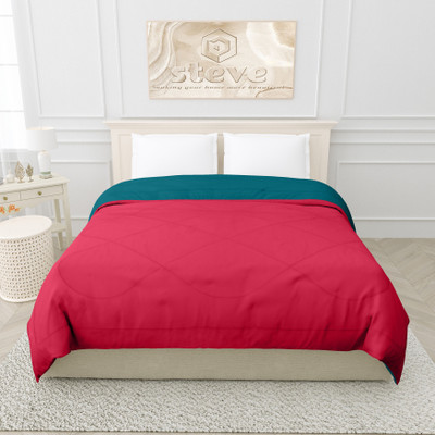 STEVE Solid Single Comforter for  Heavy Winter(Microfiber, Pink, Cyan)