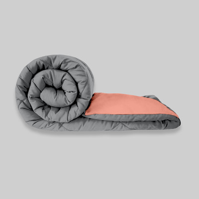 KORBIN Solid Single Comforter for  Mild Winter(Microfiber, PEACH PINK & GREY)