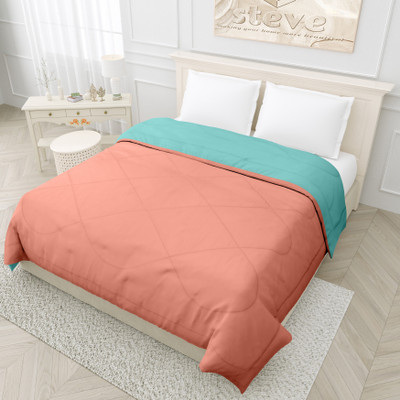 STEVE Solid Double Comforter for  Mild Winter(Microfiber, Peach, Aqua)