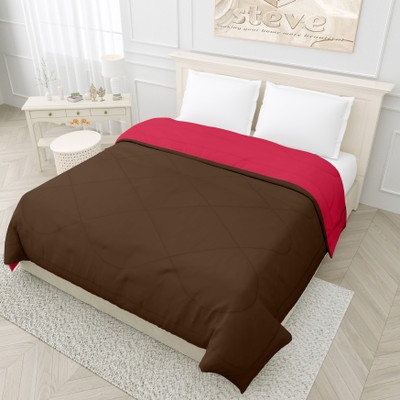 STEVE Solid Double Comforter for  Mild Winter(Microfiber, Pink, Brown)