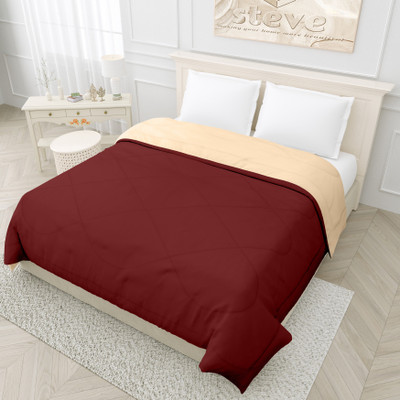 STEVE Solid Single Comforter for  Mild Winter(Microfiber, Peach, Maroon)