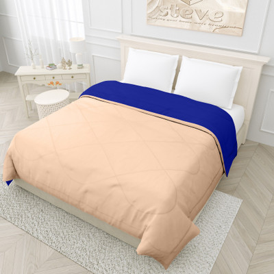 STEVE Solid Single Comforter for  Mild Winter(Microfiber, Blue, Peach)