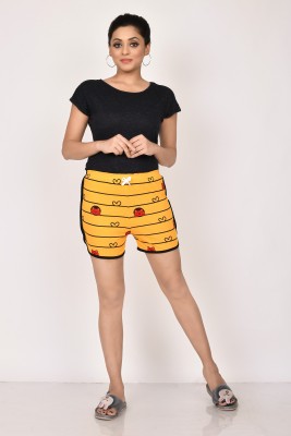 UNIQUE Printed Women Yellow, Black Hotpants