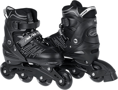 HHS SPORTS Inline Skates, Adjustable Inline Skates with Featuring Wheels for kids (Black) In-line Skates - Size 7-9 UK(Black)