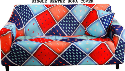 HOUSE OF QUIRK Polyester Abstract 3 Seater Sofa Cover(Red Pack of 1)