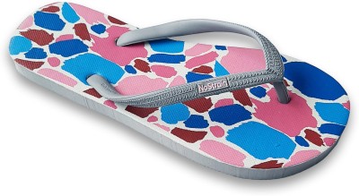 NoStrain Women Women's Anti Skid Natural Rubber Printed Flip-Flops Slippers(Grey, Multicolor , 3)