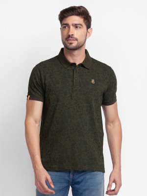 Spykar Solid Men Polo Neck Dark Green T-Shirt