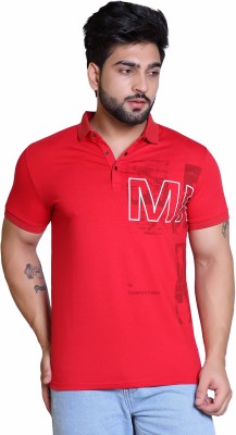 3AM Printed Men Polo Neck Red T-Shirt