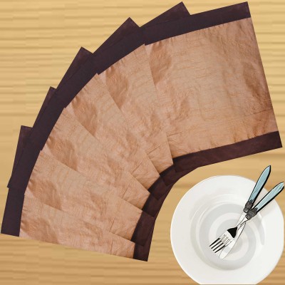 Dekor World Rectangular Pack of 6 Table Placemat(Beige, Brown, Polyester)