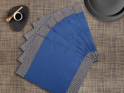 Dekor World Rectangular Pack of 6 Table Placemat(Blue, Polyester)